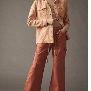 NWT PILCRO by ANTHROPOLOGIE Peach Terry Utility Shacket Jacket Large $138.00